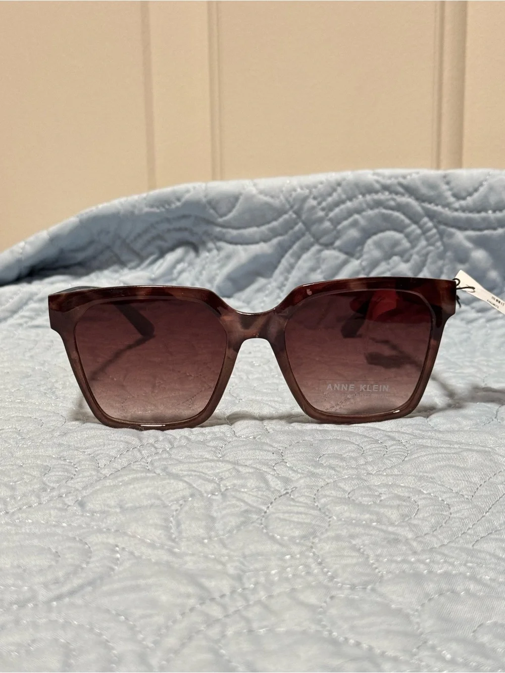 NWT Anne Klein Brown Tortoise  Square Frame Sunglasses Quiet Luxury